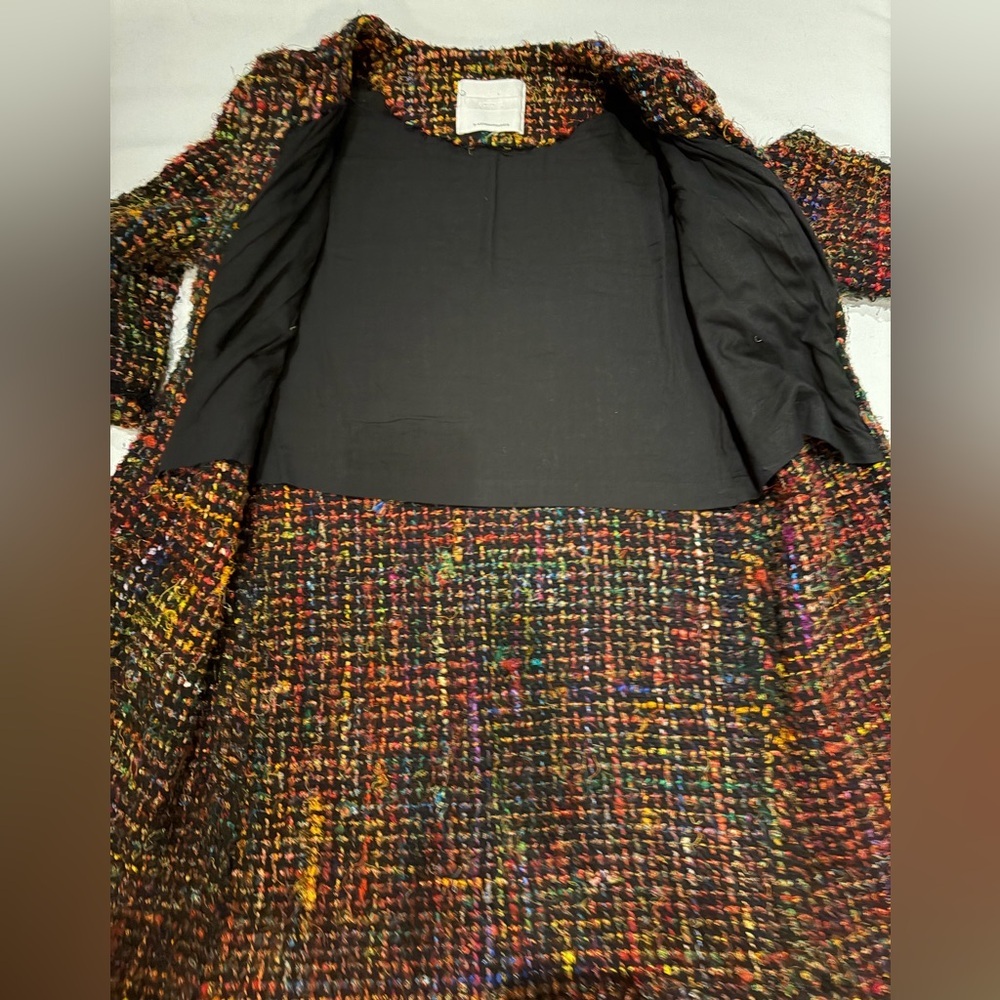 Anthropologie Ett:Twa Tweed Berwyn Rainbow Coat Handmade Frayed Jacket size XS - Picture 12 of 14